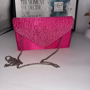 Pink Rhinestone Clutch Bag